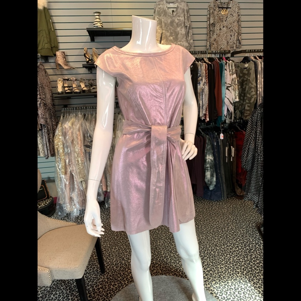 Belted leather dress